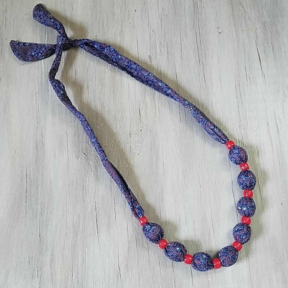 Maiden Style Handmade Necklace - blue and red